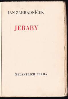 Jan Zahradníček: Jeřáby