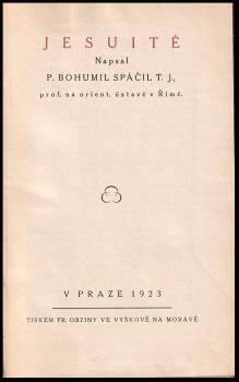 Bohumil Spáčil: Jesuité