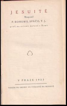 Bohumil Spáčil: Jesuité