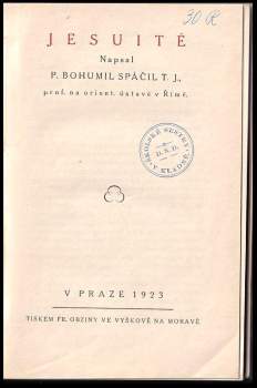 Bohumil Spáčil: Jesuité