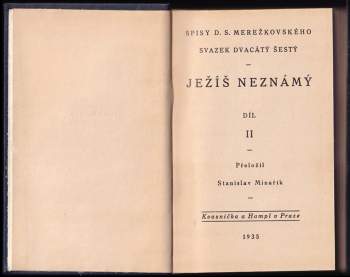 Dmitrij Sergejevič Merežkovskij: Ježíš neznámý