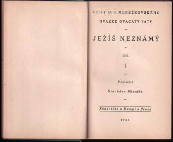 Dmitrij Sergejevič Merežkovskij: Ježíš Neznámý