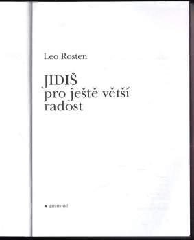 Leo Calvin Rosten: Jidiš pro ještě větší radost