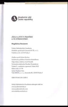 Magdalena Beranová: Jídlo a pití v pravěku a ve středověku