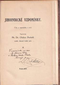 Otakar Pertold: Jihoindické vzpomínky