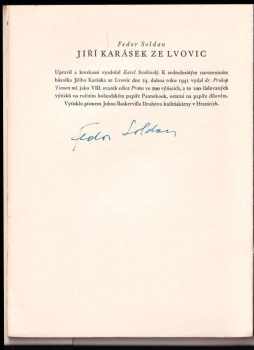 Fedor Soldan: Jiří Karásek ze Lvovic