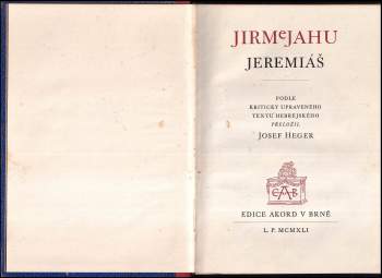 Antonín Procházka: Jirmejahu
