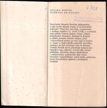 Eduard Hončík: Jízdenka do Kanady
