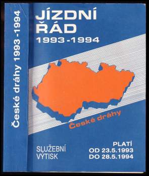Jízdní řád České dráhy 1993 - 1994