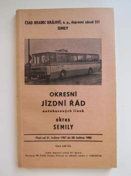 Jízdní řád ČSAD 1987/1988 autobusových linek okres Semily
