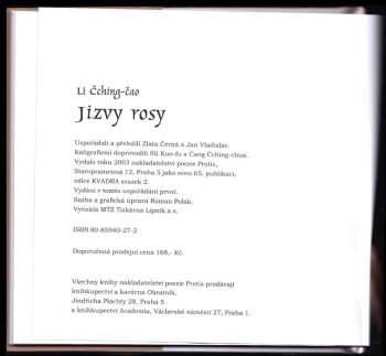 Qingzhao Li: Jizvy rosy