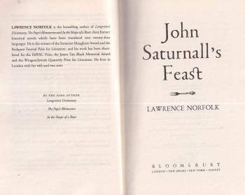 Lawrence Norfolk: John Saturnall s Feast