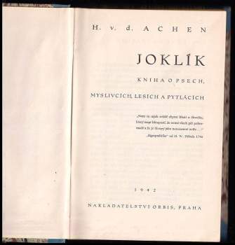 Heinz von der Achen: Joklík