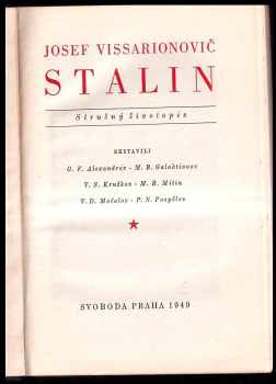 Georgij Fedorovič Aleksandrov: Josef Vissarionovič Stalin - Stručný životopis