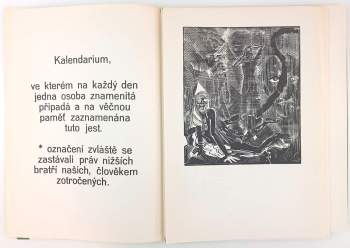 Josef Váchal: Josefa Váchala, dřevorytce, Nový kalendář tolerancý na rok 1923, aneb Rokodník, ve kterém na každý den nějaký bludař neb jiná pozoruhodná a znamenitá osoba a svátek vynajíti se může