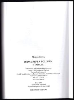 Marek Čejka: Judaismus a politika v Izraeli
