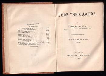 Thomas Hardy: Jude the Obscure in Two Volumes - Vol. 1 + 2