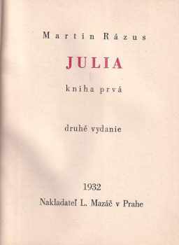 Martin Rázus: Julia  1+2