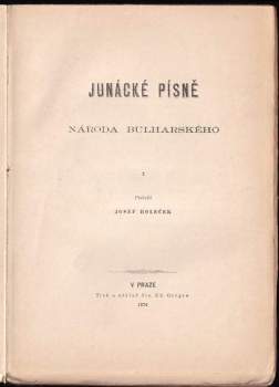 Junacké a milostní písně národa bulharského