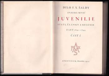 F. X Šalda: Juvenilie