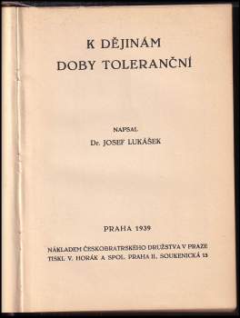 Josef Václav Lukášek: K dějinám doby toleranční