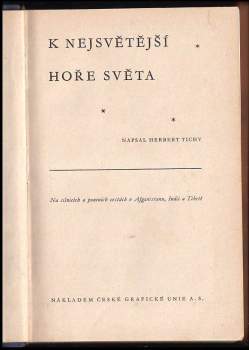 Herbert Tichy: K nejsvětější hoře světa