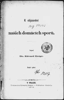 K objasnění našich domácích sporů
