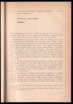 Benedictus de Spinoza: K otázkám Spinozovy filozofie