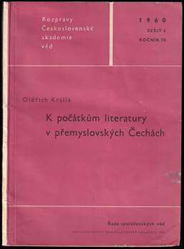 K počátkům literatury v přemyslovských Čechách