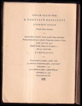 Edgar Allan Poe: K podstatě básnictví