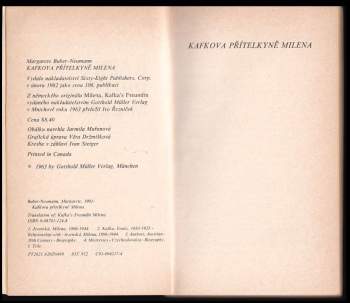 Margarete Buber-Neumann: Kafkova přítelkyně Milena