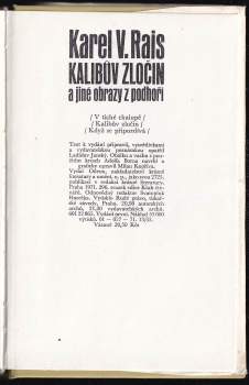 Karel Václav Rais: Kalibův zločin a jiné obrázy z podhoří