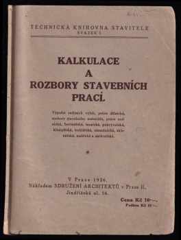 Kalkulace a rozbory stavebních prací