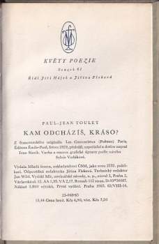 Paul-Jean Toulet: Kam odcházíš, kráso?