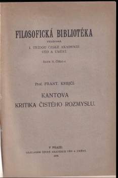 Immanuel Kant: Kantova kritika čistého rozmyslu