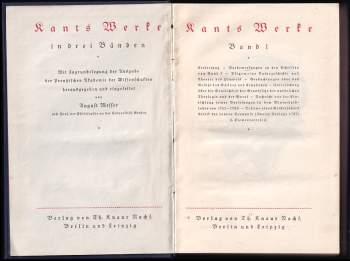 Immanuel Kant: Kants Werke - In drei Bänden Mit Zugrundelegung der Ausgabe der Preussischen Akademie der Wissenschaften herausgegeben und eingeleitet