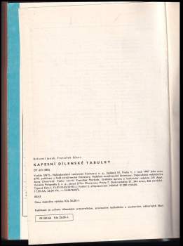 Bohumil Janyš: Kapesní dílenské tabulky