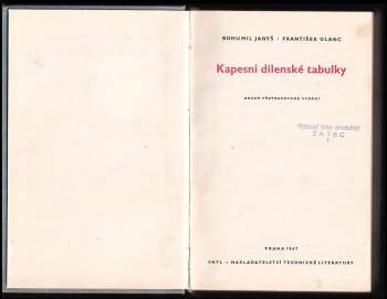 Bohumil Janyš: Kapesní dílenské tabulky