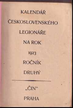 Kapesní kalendář československého legionáře na rok 1923