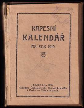 Kapesní kalendář na rok 1919