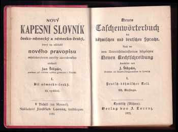 Jan Štěpán: Kapesní slovník česko-německý a německo-český pro školu, písárnu a dům