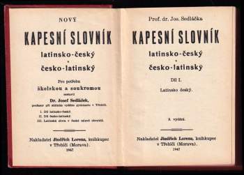 Josef Sedláček: Kapesní slovník latinsko-český a česko-latinský