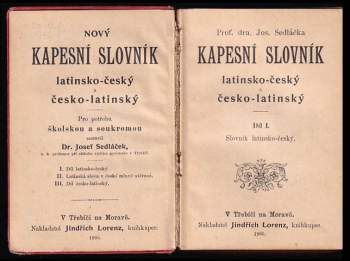 Josef Sedláček: Kapesní slovník latinsko-český a česko-latinský