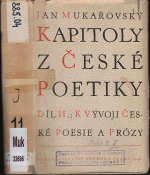 Jan Mukařovský: Kapitoly z české poetiky
