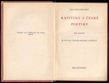 Jan Mukařovský: Kapitoly z české poetiky