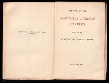 Jan Mukařovský: Kapitoly z české poetiky