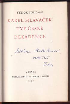 Fedor Soldan: Karel Hlaváček, typ české dekadence