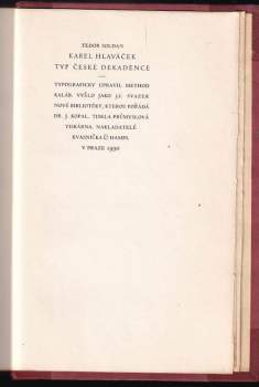 Fedor Soldan: Karel Hlaváček, typ české dekadence