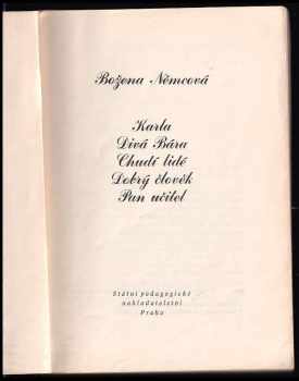 Božena Němcová: Karla ; Divá Bára ; Chudí lidé ; Dobrý člověk ; Pan učitel