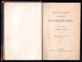Karel Havlíček Borovský: Karla Havlíčka Borovského Politické spisy - (1848-1850) Díl 2, Národní noviny (1848-1850). část 1. + 2.